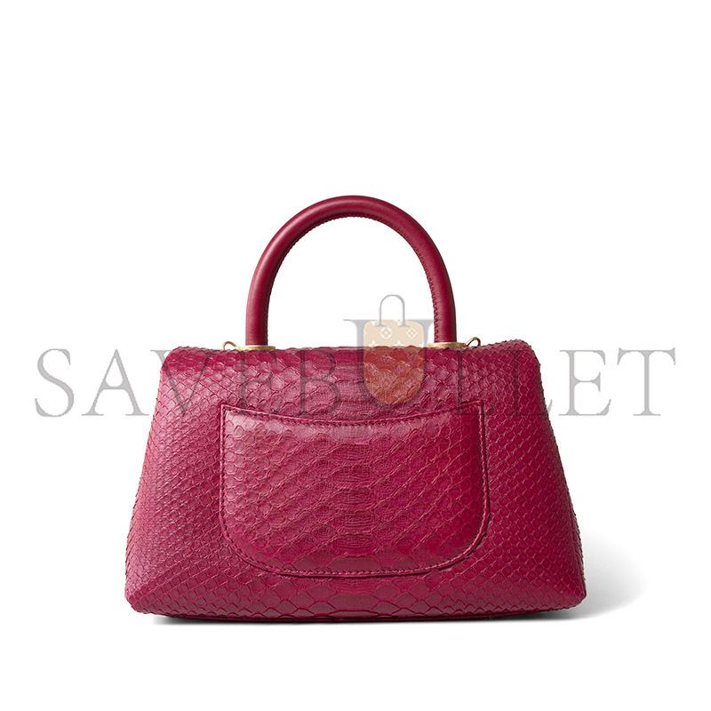 CHANEL MASTER COCO HANDLE BURGUNDY PYTHON AGED GOLD HARDWARE (23*13*9cm)